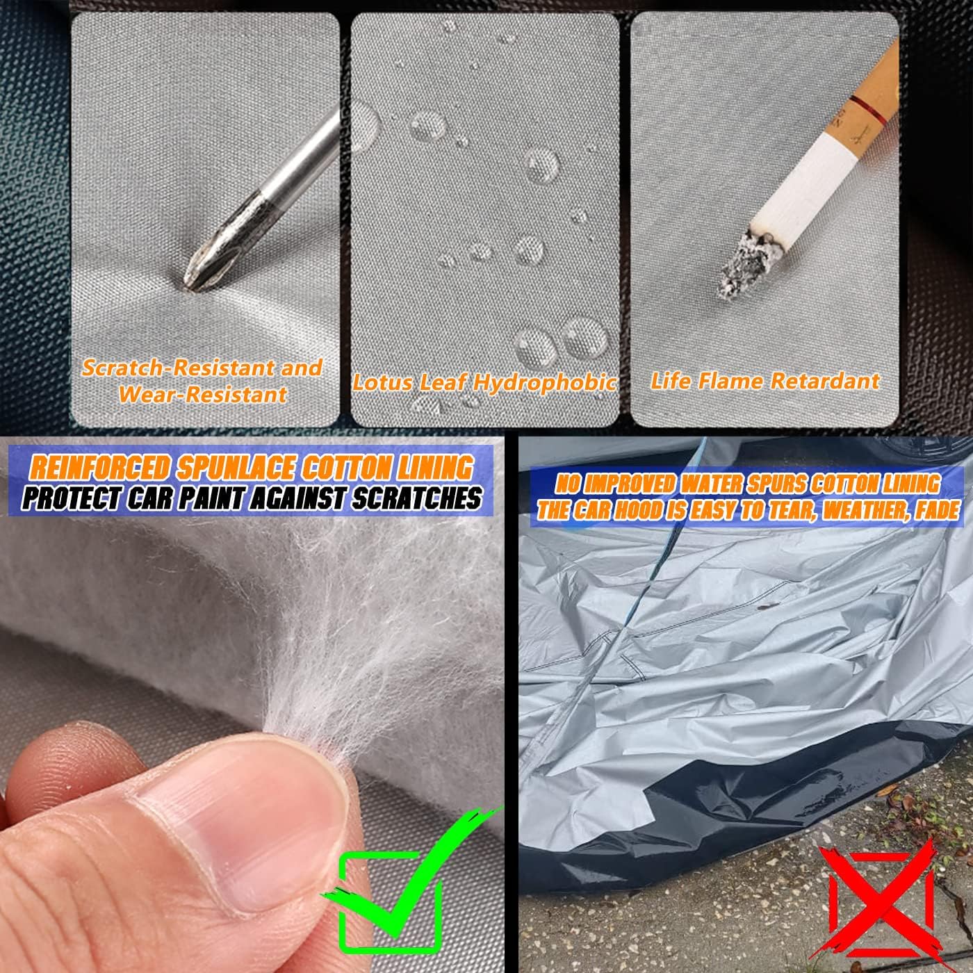 Breathable New Material, Waterproof Car Cover, Locks and Zipper Doors, Sunscreen Waterproof UV Prevention Snowproof Wind and Windproof,Suitable for Indoor Outdoor,for Sedan (205" to 216") C5