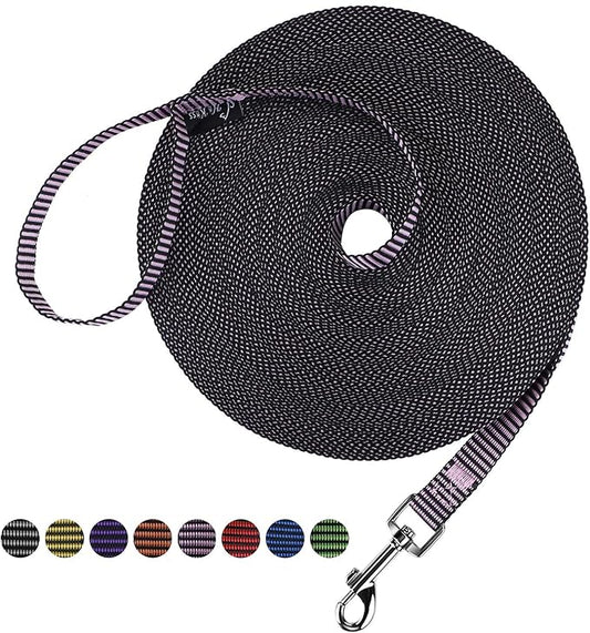 Hi Kiss Dog/Puppy Obedience Recall Training Agility Lead - 15ft 20ft 30ft 50ft 100ft Training Leash - Great for Training, Play, Camping, or Backyard(20ft,BL+PK)