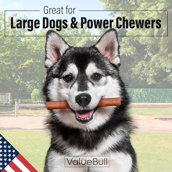 ValueBull USA Collagen Sticks for Dogs, 6 Inch Jumbo Chews, Natural Long-Lasting Dog Treats, 100 Count Bulk Pack - Promotes Joint, Skin & Coat Health with Glucosamine and Chondroitin