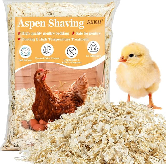 31OZ Sukh Chicken coop Bedding - Aspen shavings Animal Bedding as Chicken Supplies for Chicken House Bedding winterizing Nesting for Small pet Guinea Pig Rabbit Chinchilla Bird Gerbil Odor Control