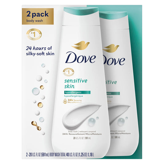 Dove Body Wash Sensitive Skin 2 Count Hypoallergenic And Sulfate Free Body Wash Effectively Washes Away Bacteria While Nourishin