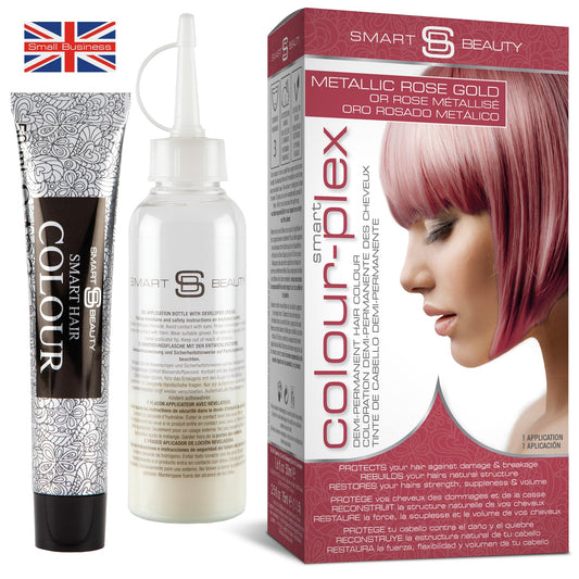 Smart Beauty Metallic Rose Gold Hair Dye Permanent With Plex Anti-Breakage Technology That Protects Rebuilds Restores Hair Struc