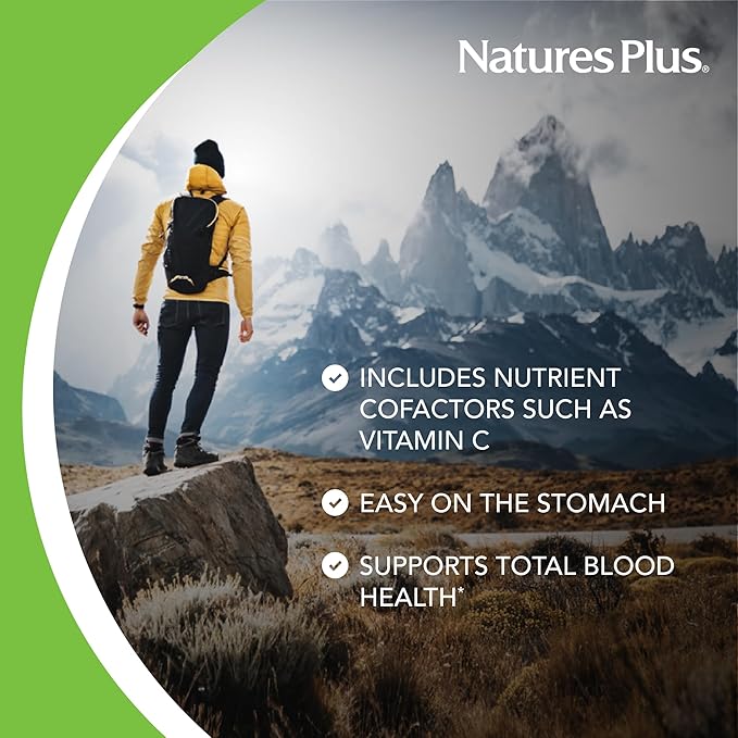 Natures Plus Hema-Plex Iron - 30 Slow-Release Tablets, Pack of 6 - Total Blood Health - 85 mg Chelated Iron - with Vitamin C & Bioflavonoids - Non GMO, Vegetarian & Gluten Free - 180 Total Servings