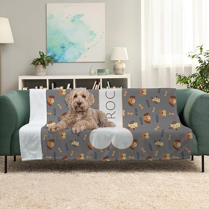 Prints Next Day – Custom 30" x 40" Sherpa Pet Lightweight Blanket with Name - Gift for Dog or Cat Owners - Personalized Couch Throw - Puppy Patterned - Printed in America