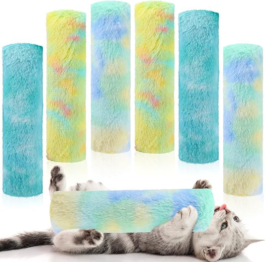 Civaner 6 Pcs Cat Catnip Toys for Indoor Cat 10.6 Inch Kitten Kicker Stick Catnip Toy with Crinkle Sound Inside Interactive Soft Plush Kitten Pillow Chew Exercise(Fresh, Yellow, Mint Green, Blue)