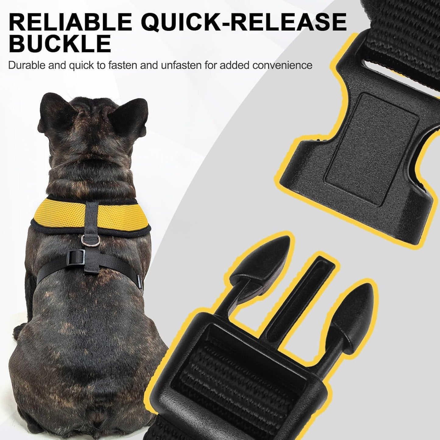BINGPET No Pull Dog Harness,Soft Mesh Breathable All Weather Vest Harness,Safety Protection Design Durable Adjustable Step-in Easy Walk Dog Harness for Small Medium Large Dogs(Yellow,M)