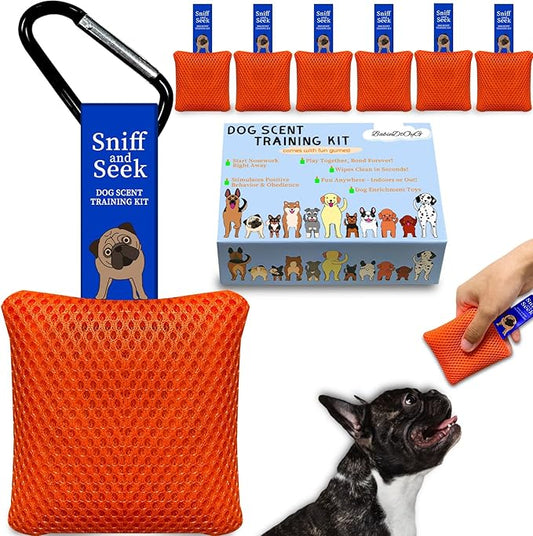 Dog Scent Training kit, Brain Games, Hide and Seek Toys - Fun Nose Work Games, Sniff and Seek Sniffing Toys, Dog Nosework Kit, Scent Work Kit for All Ages Dog (Orange)