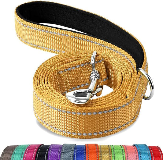 Joytale Dog Leash, 4 FT Double-Sided Reflective, Padded Handle Nylon Heavy Duty Leashes for Medium & Large Dogs Walking, Khaki