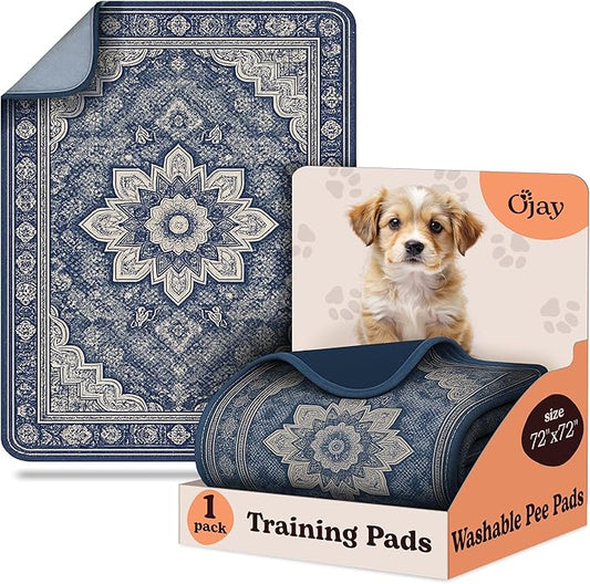 Washable Dog Pee Pads 72x72 1 Pack -Blue Floral