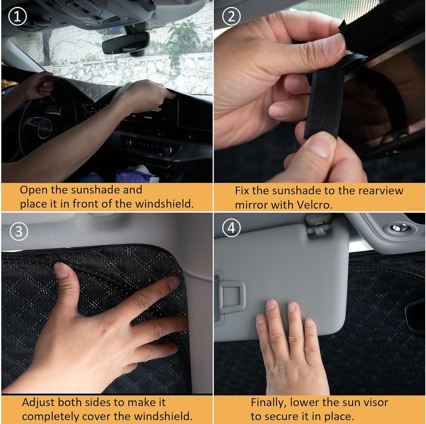 Car Windshield Sun Shade 5 Layers Thick for Audi Q5 SUV 2018-2024 2025 - Front Window Sunshade Sun Visor Accessories - Protector Vehicle Reflect UV Sun and Heat