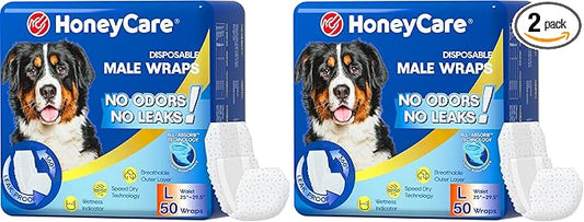 All-Absorb Male Dog Wrap, Large | 50 Count | Pack of 2