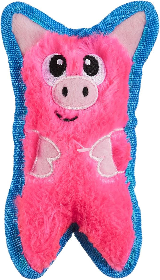 Outward Hound Durablez Minis – Squeaky Plush Dog Toy, No Stuffing for Less Mess, Interactive & Tough, Jumbo Squeaker, Puppies & Small Dogs, Pig, 6.8"