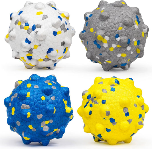 Dog Tennis Balls for Aggressive Chewers, Indestructible Durable Bouncy Interactive Toy for Dogs Fetch Game Lightweight Floating Outdoor Training(4Pcs Large)
