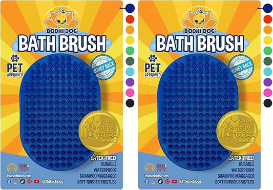 Bodhi Dog Shampoo Brush | Pet Shower & Bath Supplies for Cats & Dogs | Dog Bath Brush for Dog Grooming | Long & Short Hair Dog Scrubber for Bath | Professional Quality Dog Wash Brush (One Pack, Blue)