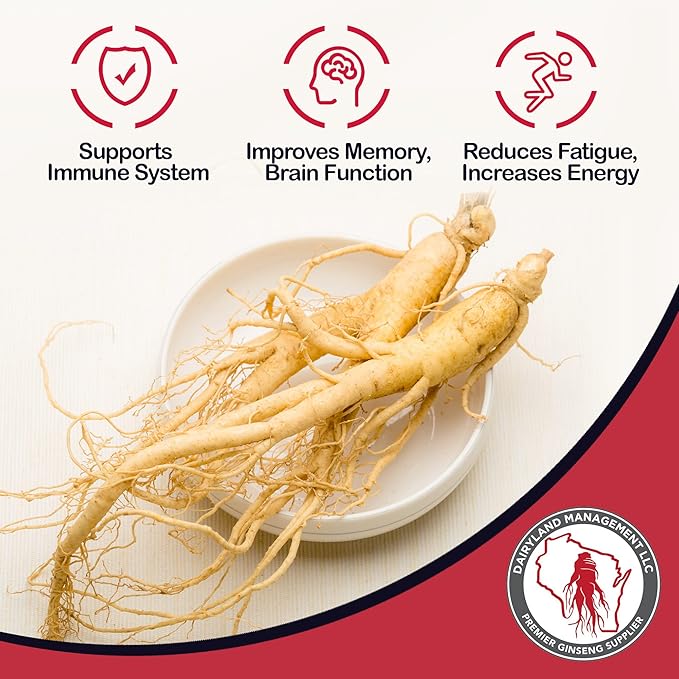 Dairyland American Ginseng Roots 8 oz and Capsules 75 ct Pack of Wisconsin Ginseng – Direct from Farmer to Consumer 西洋参