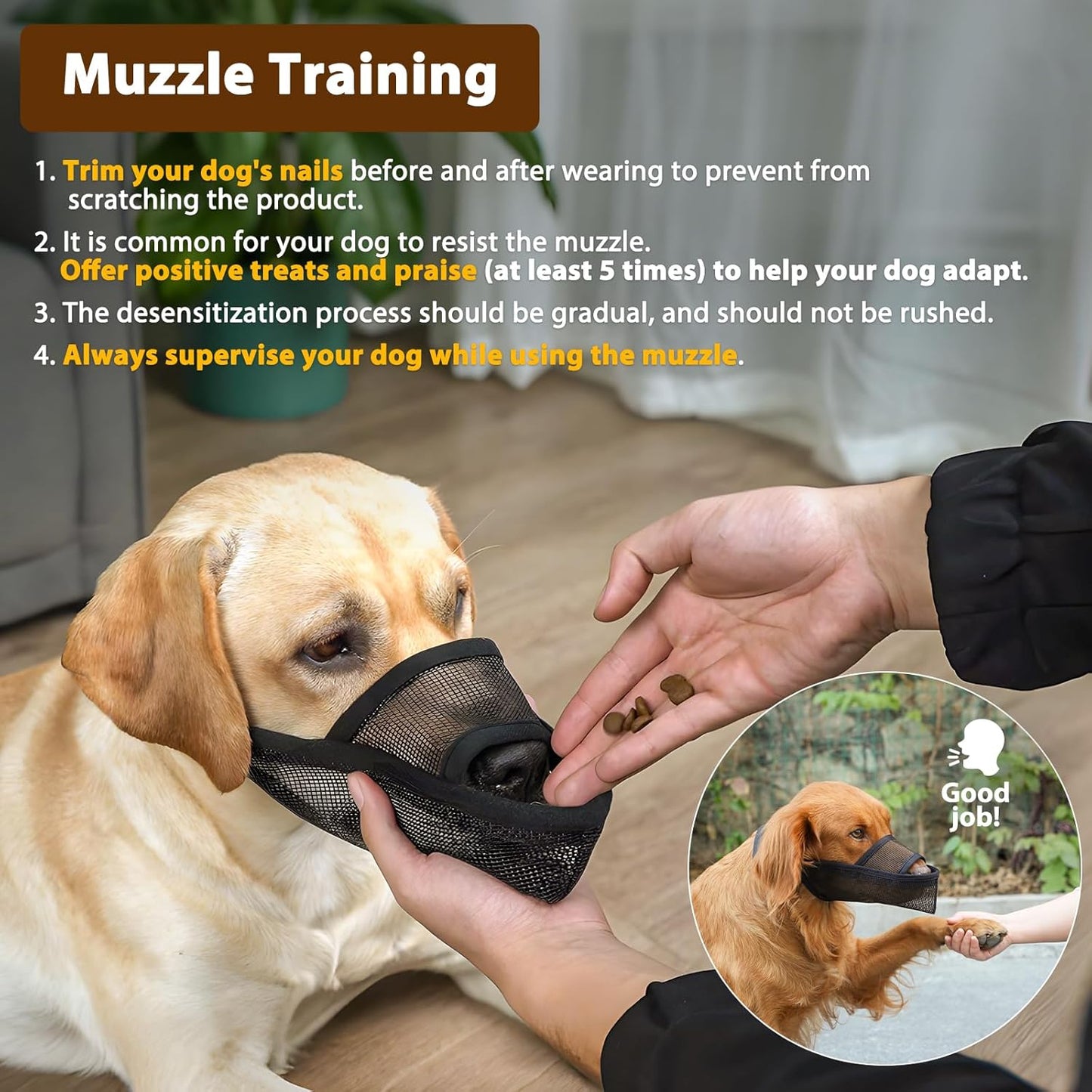 Crazy Felix Nylon Dog Muzzle for Small Medium Large Dogs Poodle Labrador Golden Retriever Doberman, Air Mesh Breathable and Drinkable Pet Muzzle for Anti-Biting Chewing Scavenging(Black,L)