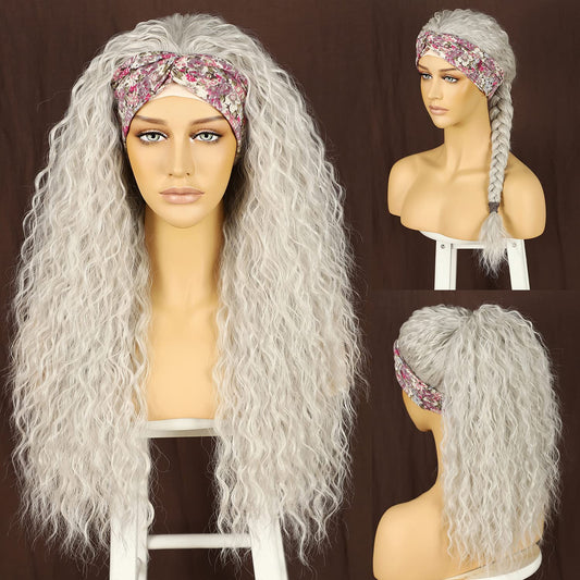 Somiarik 60 Platinum Blonde Headband Wig Long Synthetic Wig Glueless Loose Curly Headband Wigs For Black Women 26Inch 130 Percen