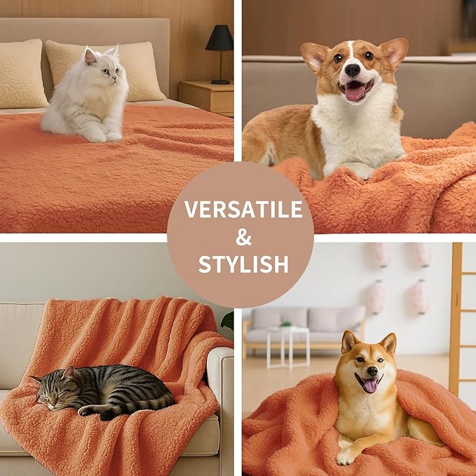 Pet Blankets for Couch Sofa Bed Dog Blankets Reversible Cat Blanket Soft Furniture Protector Cover for Small Medium Large Dogs Cats, Brown, 30 x 20 inches