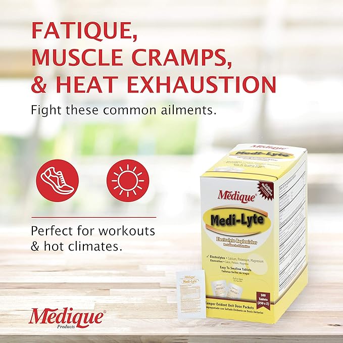 Medique 03033 Medi-Lyte Electrolyte Tablets w/ Potassium Chloride for Cramps, 100-Tablets