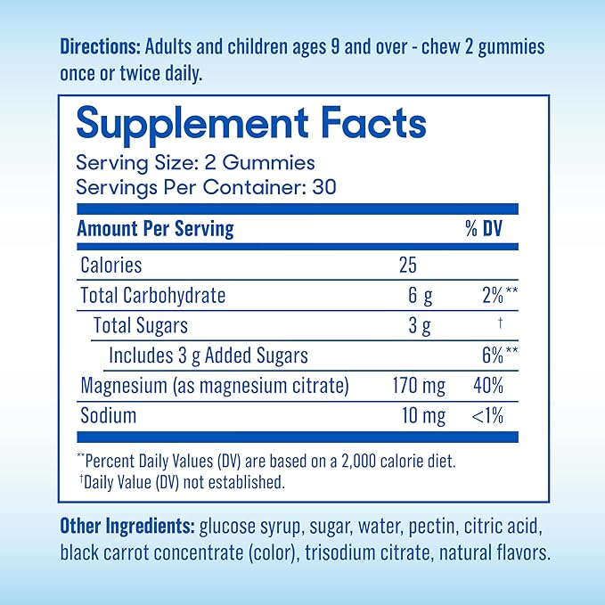 SlowMag Magnesium Citrate Gummies - Supports Muscle Health, Recovery & Relaxation, Natural Berry Flavored, 60 Count