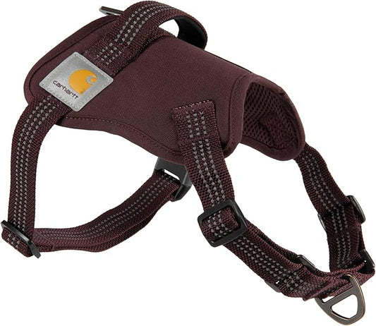 Carhartt Nylon Duck No Pull Dog Harness, Fully Adjustable Dog Harness with Quick Control Handle and Reflective Accents, Deep Wine, Medium