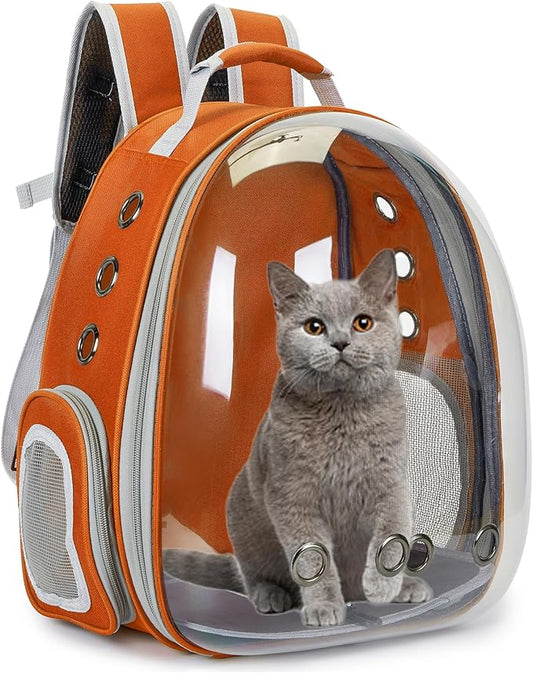 Cat Bubble Backpack Carrier for Small Medium Dogs Cats Carrying Bag, Airline Approved Pet Travel Carrying Bag Dog Hiking Walking Outdoor Backpack (Orange)