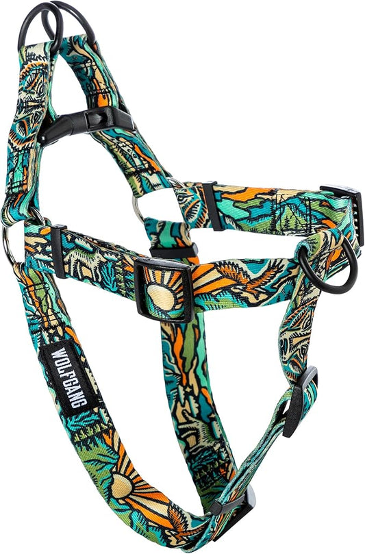 Wolfgang Heavy Duty Adjustable Dog Harness, Pull-Tested for Walking & Training, WildWolf Print, Medium