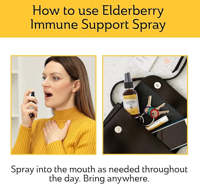 Mickelberry Gardens Elderberry Honey Propolis Throat Spray - Natural Immune Support and Throat Coat for Kids and Adults, 2 Ounces (Pack of 2)