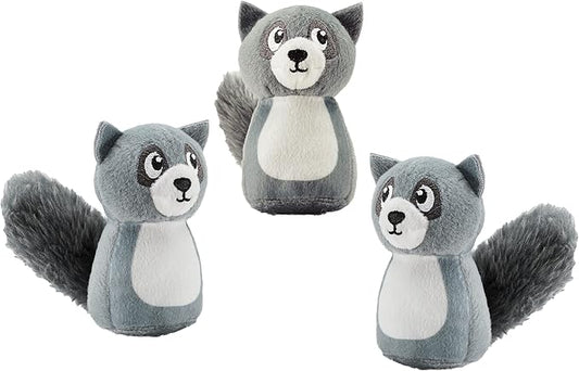 Outward Hound Squeakin' Raccoon Hide A Puzzle Plush Replacement Dog Toys - 3 Pack