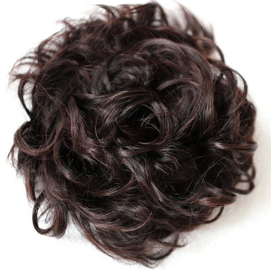 Caisha Hairpiece Hair Wrap Heat-Resistant Synthetic Fibres Curly Messy Updo Dark Brown Mix Hw27