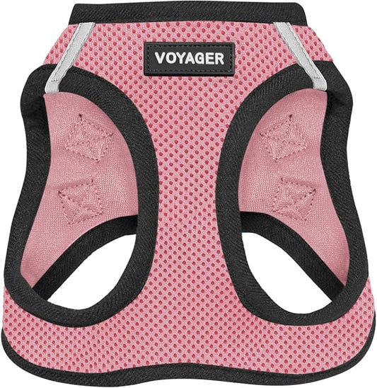 Best Pet Supplies - All Weather Mesh / Plush, Reflective, No Pull Harness for Small, Medium Dogs, Cats - Secure with Hook & Loop Fastener, Buckle, Double D-Rings - Pink/Black Trim, XS