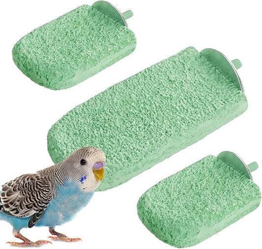 3Pcs Beak Grinder for Birds: Parakeet Beak Grinding Stone&Nail Trimming Perch-Flat Perches for Bird Cages,Budgie Cage Accessories