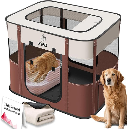 Portable Foldable Pet Playpen Collapsible Crates Kennel Playpen for Dog cat and Rabbit &Travel playpen Outdoor or Indoor (Medium（31.5" L x 23.6" W x 21.7" H）, Green)
