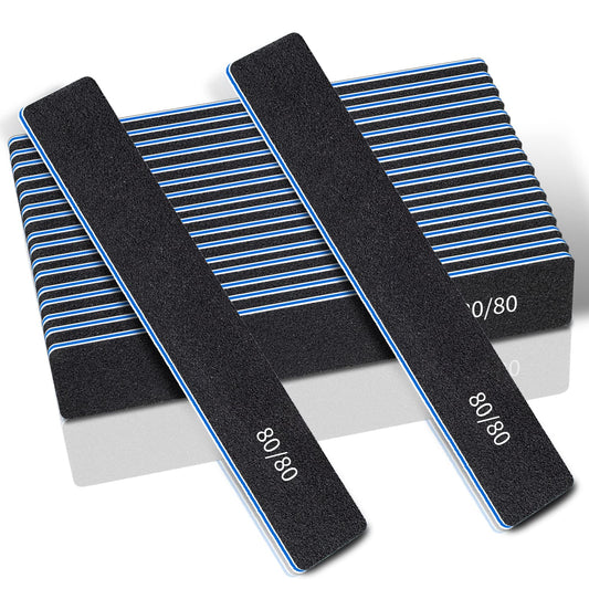 12 Pcs Nail File 80/80 Grit Nail Files For Acrylic Nails & Gel Nails, Double Sided Emery Board For Nails, Professional Nail File