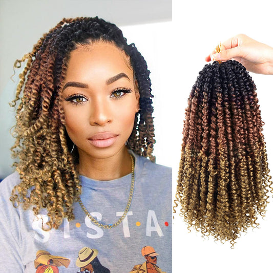 Pre-Twisted Passion Twist Crochet Hair 12 Inch Ombre Passion Twist Hair 8 Packs, Ombre Crochet Hair Pre Looped Passion Twists Cr