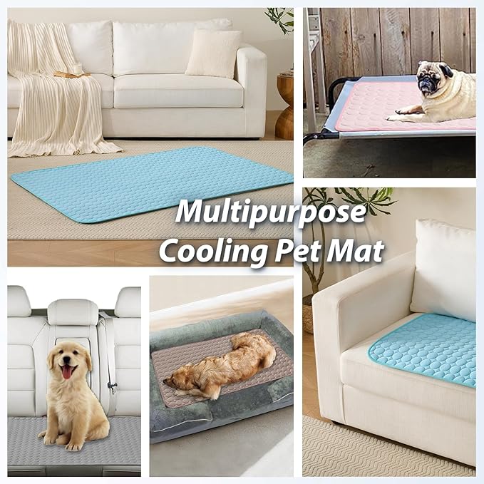 MICROCOSMOS Summer Cooling Mat & Sleeping Pad- Water Absorption Top, Materials Safe, Easy Carry, EZ Clean. Keep Cooling for Pets, Kids and Adults.(Navy Blue, 48" x24")