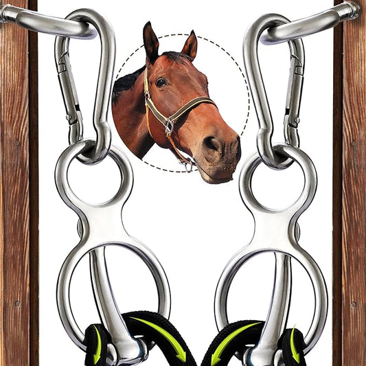 2PCS Horse Tie Ring, Safe Tie Horse Supplies, Humane Way Tie Ring, Magnetic Ring for Tying and Retracting, Helps Horse Pull Back and Releases Stress from The Horse