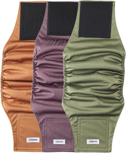 Washable Male Dog Diapers Reusable, Premium Dog Belly Bands for Male Dogs Medium, Pack of 3, High Absorbing Male Dog Pee Wraps for Doggie in Incontinence or Excitable Urination and Training(M)