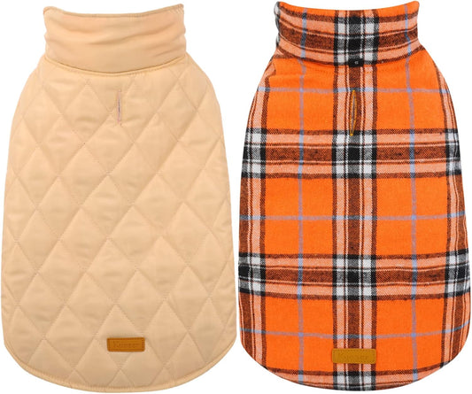 Kuoser Warm Dog Coat, Waterproof Dog Jacket for Extra Large Dogs, Adjustable Durable XXL Doggie Winter Coat Reversible Puppy Cold Weather Apparel from Small to Large Breed, Orange XXL