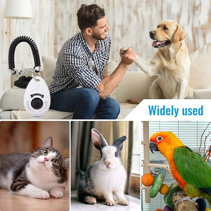 Diyife Dog Clicker for Training, 2 Pack Dog Training Clicker, Clicker Dog Training with Wrist Strap, Pet Training Clicker, Perfect for Dog Cat Puppies Behavioral Training (Blue and White)