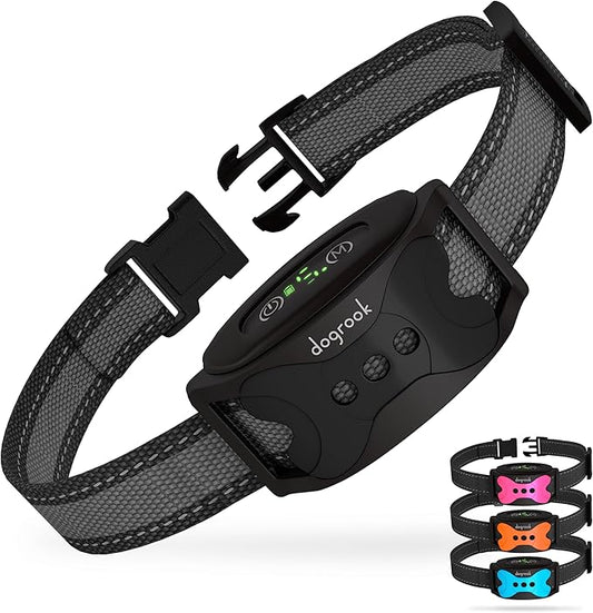 DogRook Rechargeable Dog Bark Collar - No Shock Training Smart Collar - Beep & Vibrating - Anti Bark Collar for Large Dog, Medium & Small Dog - No Shock Bark Collar - 12-110 lbs