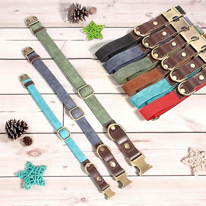 Didog Soft PU Leather Dog Collar for Large Dogs,Classic Adjustable Dog Collars with Quick Release Metal Buckle,Easy Clean and Comfortable with Nylon Lining,Black,L Neck 16-23"