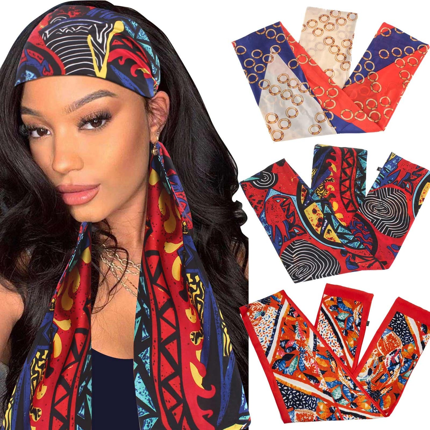 Xtrend Satin Edge Laying Scarf Wrap Headband Edge Laying Scarf For Lace Wigs Non-Slip Hair Wrap Satin Wig Grip For Wig