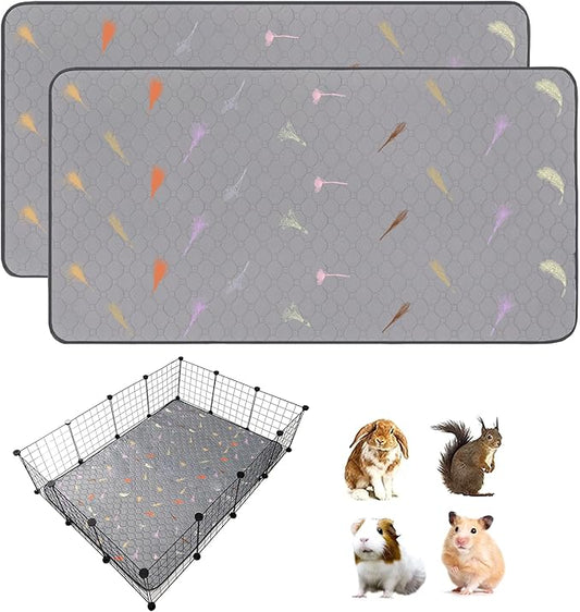 2Pcs Guinea Pig Cage Liners,Guinea Pig Fleece Cage Liners36''X48'' Super Absorbent Washable Pee Pads Reusable for Rabbit Hamster Chinchilla