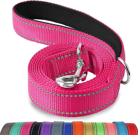 Joytale Dog Leash, 6 FT Double-Sided Reflective, Padded Handle Nylon Heavy Duty Leashes for Small Dogs Walking, Hotpink