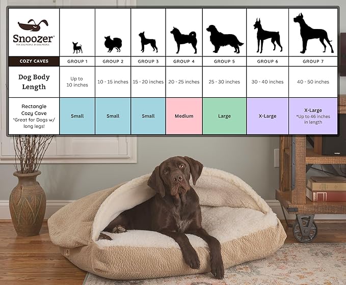 Snoozer Pet Products Luxury Rectangle Cozy Cave, Wag Collection, Medium, Ramey Oxford