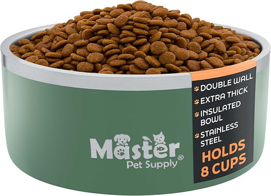 Master Pet Supply Stainless Steel Dog Bowls - 64 oz, Heavy Duty - Camo Patrol, Double Wall Extra-Thick Insulated, Non-Slip Pet Water Bowl for Dogs, Cats & Pets, Anti Rust Metal, Dish Washer Safe