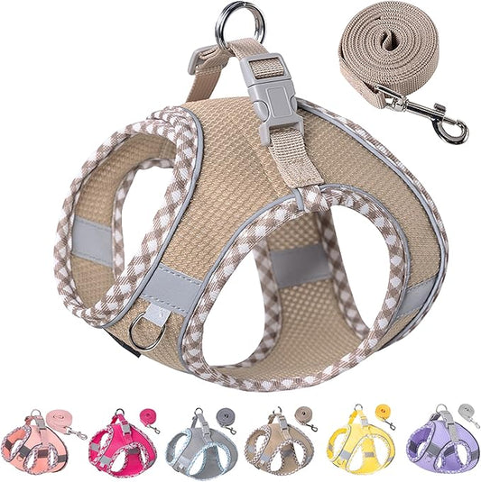 Petank Dog Harness for Small Medium Dogs No Pull, Puppy Harness and Leash Set for Walking, Running, Training, Small Dog Harness, Medium Dog Harness (Brown, S)