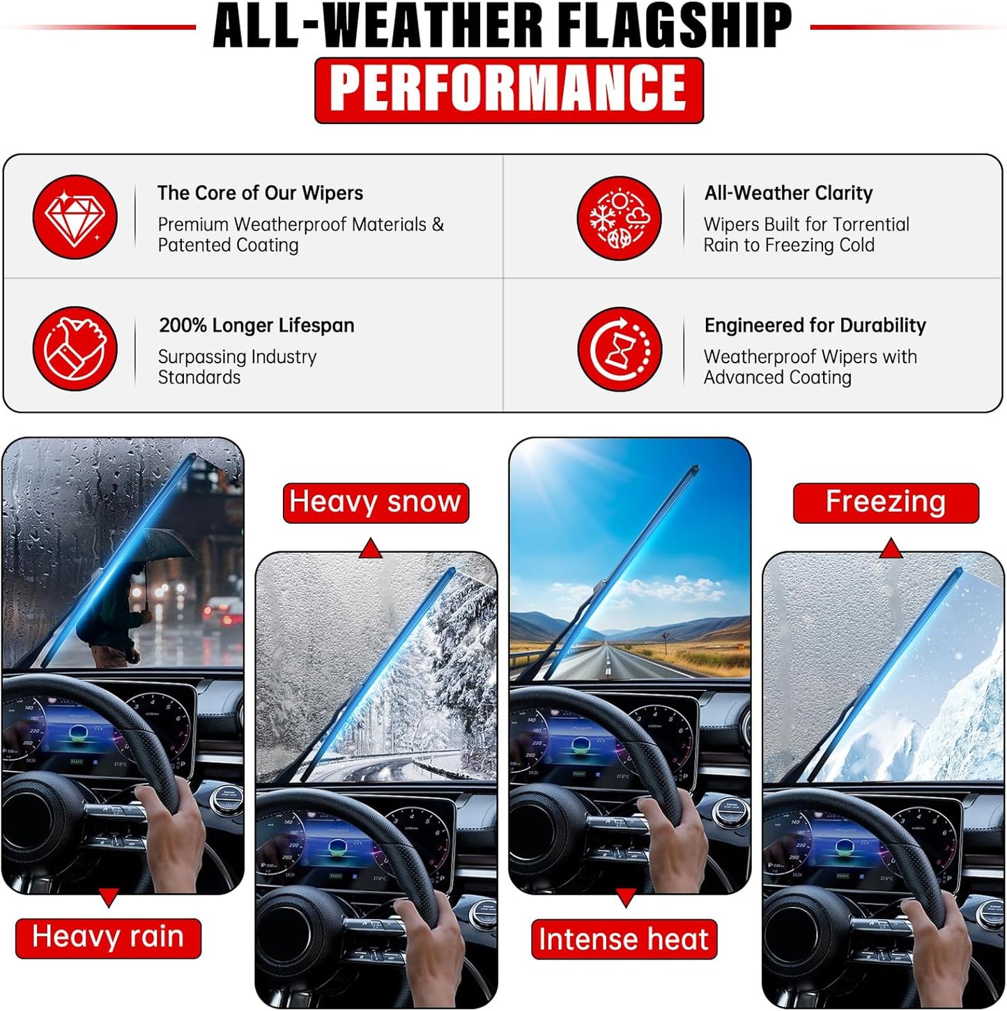 Windshield Wiper Blades Replacement for Mazda 3 2010 2011 2012 2013 Original Factory Quality Front Rear Wipers Blade Set for My Car - 24" 19" 14" (Pack of 3)