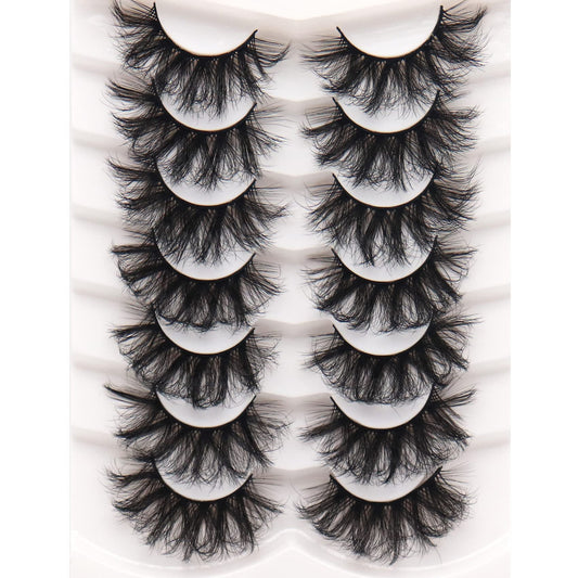 Fyonas False Lashes Dramatic 20Mm Super Fluffy Cosplay Faux Mink Eyelashes Criss-Cross Volume Reusable 7 Pairs Eye Lashes Set Pa